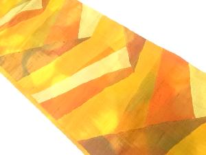 リサイクル　手織り紬抽象模様織出し名古屋帯